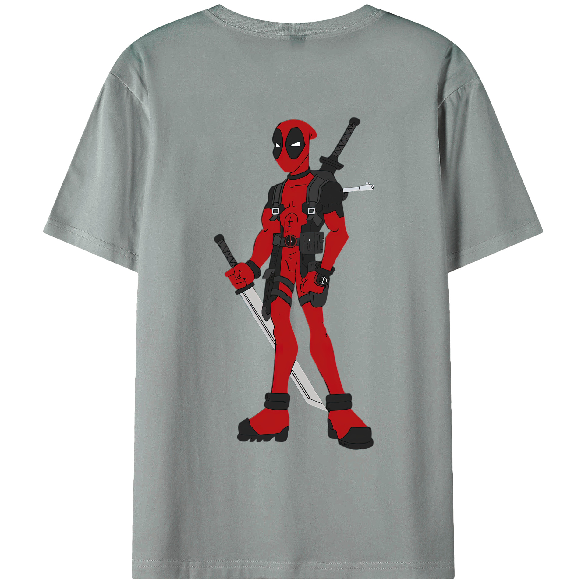 （画像用） Deadpool デッドプール 綿100％ メンズ半袖Tシャツ（バックプリント） 通気性